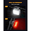 Pikkukuva 4 / 5: [NT] Pyöränvalosarja Superkirkas, USB Ladattavat Pyöränvalot Spot- ja Flood-valokeilalla, IP65 Vedenpitävät Pyöränvalot Yöajoon