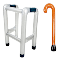 Miniatyrbilde 1 av 2: 2 stk. Oppblåsbar Rollator og Spaserstokk - Morsomme Kostymetilbehør - WELLNGS/NT/