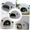 Miniatyrbillede 2 af 2: 1-delt sæt katte soveplads indendørs kattehusdyr plys katteseng indendørs katte hamsterbur kæledyrsseng katte soveplads pindsvinebur grå krystal