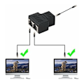 Miniatyrbillede 2 af 2: RJ45 CAT6 LAN 1 til 2 Ethernet Port Splitter Adapter Dobbelt Hun til Hun Port Kobler, 2 Pak Sort/NC/