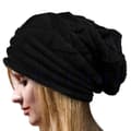 Unisex Mönstrad Stickad Baggy Mössa Oversize Vintermössa Skidmössa Svart