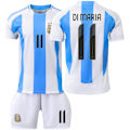 Miniatyrbillede 1 af 2: Fodboldtrøje 2024 Copa America Argentina Fodboldtrøje 10 Messi 11 Di Maria Voksne Børn Trøjesæt Hjemmebane 11 28