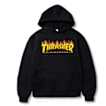 Miniatyrbild 1 av 3: Unisex Thrasher Hoodie med bokstavstryck, tröja med dragsko och ficka svart 1 S