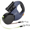 Miniatyrbilde 1 av 2: Dobbel uttrekkbart hundebånd med to 3 meter lange snorer 360 Tangle free Dobbel hundebånd for turer med to hunder opp til 50 Lb grå