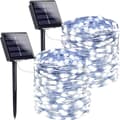 Solcellsslinga 2-pack 20m 200 LED, koppartråd, utomhus dekorationsbelysning för jul & fest