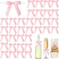 50 rosetter - Dekorativa julklappsrosetter, satin - för presentaskar, champagne, godisaskar - 6*7 cm - Rosa