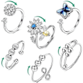 Pikkukuva 1 / 5: 6 kpl Fidget Ahdistus Sormukset Säädettävät Sormukset Set Säädettävät Sormukset Fidget Sormukset Naisten Helminauha