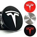 Miniatyrbild 1 av 4: 4-pack - Tesla Navkapslar / Hjulnavsemblem - Bil 77 Silver 77