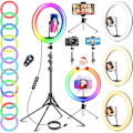 Miniatyrbilde 1 av 5: [NT] 11,5'' Ringlampe med Stort Stativ, Profesjonell Ringlampe med 40 RGB-moduser 13 Nivåer for Youtube/Sminke