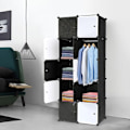 Miniatyrbillede 2 af 2: 10 stk. Stabelbare Plastik Kube Organizer Opbevaringshylder, Multifunktionelt Modulært Skab med Hængestang, Sort og Hvid/NC/