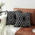 Set of 2 Black Pillow Covers 45 x 45 cm Boho Aztec Polyester Blend Square Decorative Throw Pillow Cases for Sofa Bed Home Decor