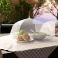 4 st Pop-up matparaply i mesh – hopfällbart insektsnät för utomhusmåltider, 43×43 cm, vit