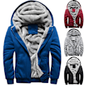 Miniatyrbilde 3 av 5: Menn Fleeceforet Fluffy Sherpa Jakke Varm Hettegenser Sweatshirt Rød XL