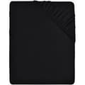 [NT] Bedding - Fitted Sheet - Black, 140 x 200 cm - 35 cm Deep Pockets for Thick Mattress - Brushed Microfiber Polyester