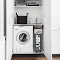 Miniatyrbild 2 av 2: 45L Smal Hopfällbar Tvättkorg med 4 Hjul Smal Vikbar Tvättkorg Rektangulär Tvättkorg för Förvaring av Kläder Hemma (Vit + Mörkgrå)/NC/