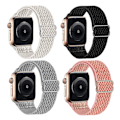 Miniatyrbild 1 av 3: 4-pack nylon - justerbart sportarmband i nylon för Fitbit Versa 4/Versa 3/Sense, andningsbart ersättningsarmband, flerfärgad/NC/