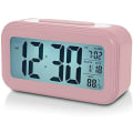 Miniatyrbild 1 av 4: Batteridriven Digital Väckarklocka för Sovrum, LCD-Skärm Sängbordsklocka med Snooze
