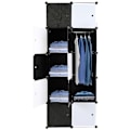 Miniatyrbillede 1 af 2: 10 stk. Stabelbare Plastik Kube Organizer Opbevaringshylder, Multifunktionelt Modulært Skab med Hængestang, Sort og Hvid/NC/