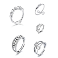 Miniatyrbillede 1 af 5: CDQ 5 ST Ring Justerbar åbning Fidget Ring med perlering 5 STK