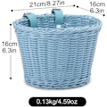 Miniatyrbillede 3 af 5: [NT] Cykelkurv i Plast Rattan, Frontmonteret Kurv Opbevaring, PE Vævet Justerbar