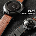 Miniatyrbild 2 av 3: [NT] För Garmin Fenix 7/Fenix 6/Fenix 5/EPIX 2 Klockarmband, Quick Fit 22mm Mjukt Äkta Läder med Silikon Svettresistent Armband