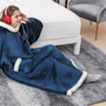 Miniatyrbillede 2 af 4: Dame Hoodie-tæppe Oversized Stor Hættetrøje Tæppe sort