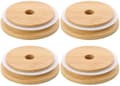 4-pack breda murarburkslock, återanvändbara bambukonserveringslock med sugrörshål, läckagesäkra, 86 mm