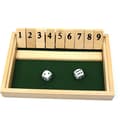 Shut the Box i trä, 9 siffror, tärningsspel, brädspel med 2 trätärningar