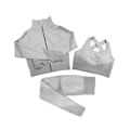 Miniatyrbild 1 av 2: NN-Yoga Set Långärmad Tröja+Sport-BH+Sömlösa Tights Träningskläder Löpning Gym Kläder 3 delar Grå färg L L 3pcs Grå färg