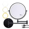 Wall Mounted Makeup Mirror with Lights - 8 Inch, 3x/10x Magnification, Dimmable with 3 Light Modes, 360° Swivel Double Sided Mirror