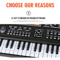 Miniatyrbild 2 av 2: 61 tangenter elektronisk orgel digitalt piano keyboard med mikrofon barnmusikleksak för barn-WELLNGS/NT/