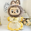 Pikkukuva 1 / 7: /NC/58cm Zimomo Nukke Vinyyli Labubu Pehmolelu Vaatteet Söpö Mekko Asu Vaatteet Vain Labubu 58cm clothes without doll M spring yellow wave points
