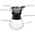 Miniatyrbillede 2 af 5: Glaskaffemaskine - Manuel filterkaffemaskine - Med rustfrit stålfilter - 200 ml