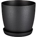 Miniatyrbillede 1 af 2: /NN/Vita havedekorationer hvide potter med underskåle - Udendørs potter med mat finish og bakke - Potter med underskåle Sorte Sort 20cm*17.5cm*14cm