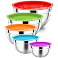 Miniatyrbild 1 av 2: Mixing Bowl with Lids Set of 5, Stainless Steel Salad Bowl Set for Prepping, Mixing, and Serving