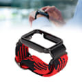 Miniatyrbillede 1 af 3: NN-Stretch Nylon Flettet Armbånd med Beskyttende Bumper Case Tilbehør Kompatibelt med Mi Band 7 Pro Rød Sort og Sort Skal