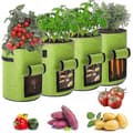 4-pack 7 gallons odlingsväskor för tomater, jordgubbar, grönsaker. Trädgårdspotatis odlingsväskor växt