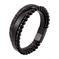 Miniatyrbild 1 av 2: Natursten Vulkansten Läderarmband Rostfritt Stål Flätad Läder Multilager Armband Herr Titanstål Smycken