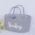 Miniatyrbillede 2 af 2: /NN/Multifunktionel Rejse Bærbar Mor Taske Bomuldsreb Ble Taske Ble Opbevaring Taske Baby Ble Opbevaringskurv Beige