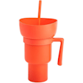 Miniatyrbilde 2 av 2: Snack- og Drikkekopp 2 i 1, Stadium Tumbler, Snackkoppskål med Sugerør, gjenbrukbar Snack og Orange