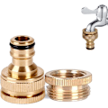 Miniatyrbilde 1 av 2: 2 i 1 messingkranadapter for hageslange 1/2\" til 3/4\"