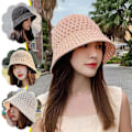 Miniatyrbild 2 av 11: Bredbrättad Floppy Sommarhatt Vikbar Bredbrättad Keps Solhatt Halm Strand khaki ONE-SIZE