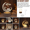 Miniatyrbild 2 av 11: Ramadan Eid Mubarak LED Ljus Trä Ornament Nattlampa T D 1pcs