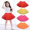 Miniatyrbild 3 av 11: Glitter Barn Mesh Kjol Flickors Dansuppvisning Halv Kjol M5Y7 Kropp L4L5 orange 1pcs