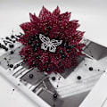 Miniatyrbild 7 av 11: Svart fjäder tofs blomma hårklämmor för kvinnor och flickor Elegant W1E7 X4I3 Red 13cm