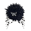 Miniatyrbild 1 av 11: Svart fjäder tofs blomma hårklämmor för kvinnor och flickor Elegant W1E7 X4I3 Black 13cm