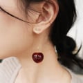 Miniatyrbild 8 av 11: Mode söt körsbär Simulering frukt örhängen Örhängen Drop Stud Cut Dark Red One size