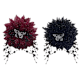 Miniatyrbild 10 av 11: Svart fjäder tofs blomma hårklämmor för kvinnor och flickor Elegant W1E7 X4I3 Black 13cm