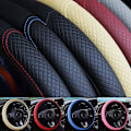 Miniatyrbild 9 av 11: Cool Halkfri Mikrofiber Läder Ratt Skydd Ratt C R5G3 Black+Red 1pcs