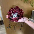 Miniatyrbild 6 av 11: Svart fjäder tofs blomma hårklämmor för kvinnor och flickor Elegant W1E7 X4I3 Red 13cm